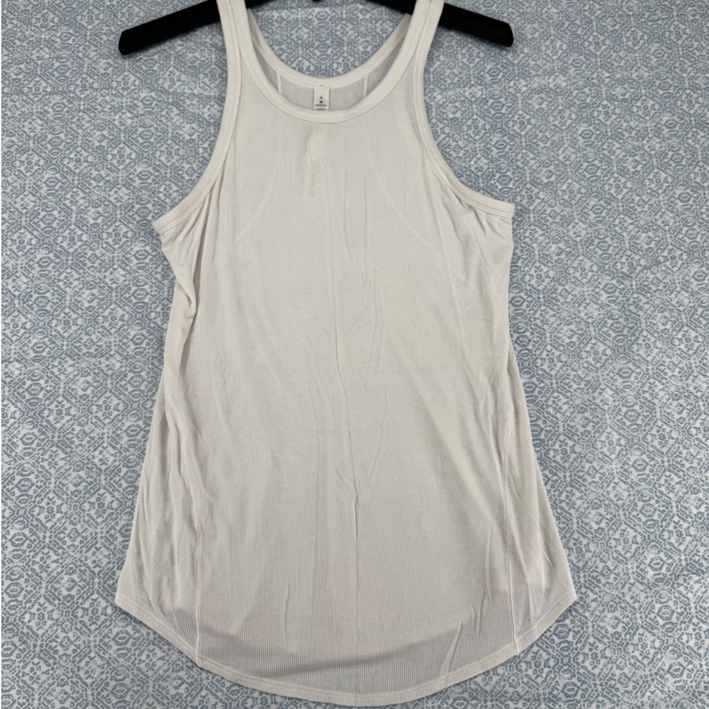 Lululemon Hold Tight Tank Top Ribbed White Racerback Size 8